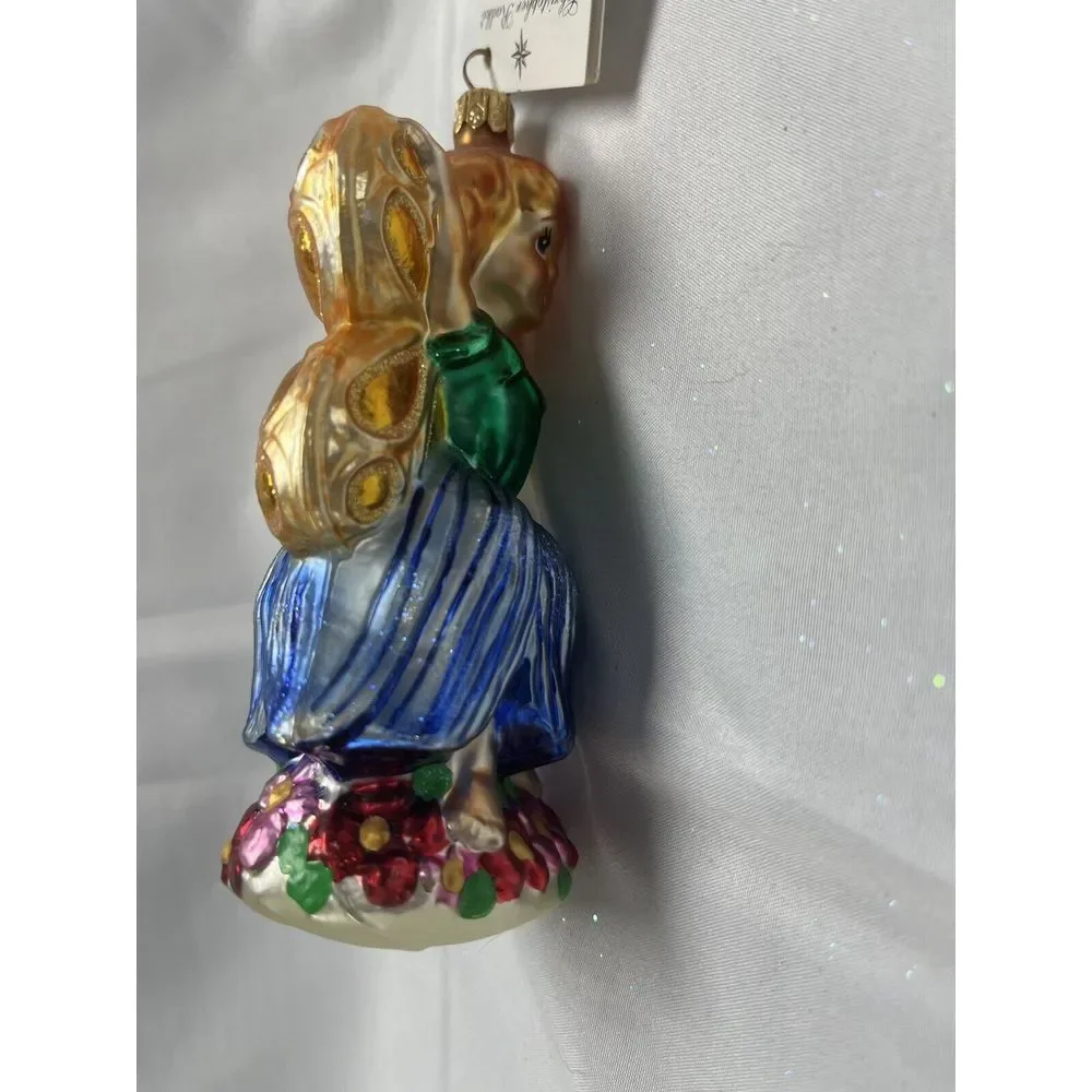Vintage Radko Fairy 1999 *Flora Bells* RARE 3d Glass Ornament Christmas Blue Grn